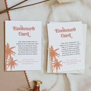 Beilagenkarte Vorlage, Palmenbeilagenkarte, Retro Beilagenkarte, Einladungsbeilage Packliste Bachelorette 70's Beach DIY TRIXIE
