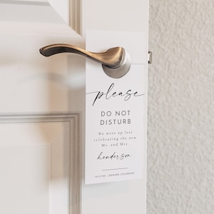 BLAIR Bohemian Wedding Door Hanger Template, Printable Do Not Disturb Wedding Door Tag, Minimalist Wedding Door Hanger Instant Tag Modern