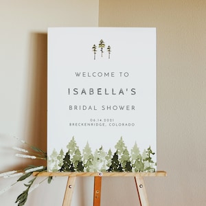 Plantilla de letrero de bienvenida para despedida de soltera de pino de JENNA, póster de letrero de bienvenida de pino, despedida de soltera en el bosque, bienvenida a la despedida de soltera en la montaña DIY