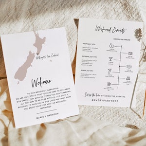 Modèle de lettre de bienvenue et d'itinéraire de mariage à destination QUINN, carte de bienvenue à destination, calendrier de mariage passeport, carte de mariage à l'étranger