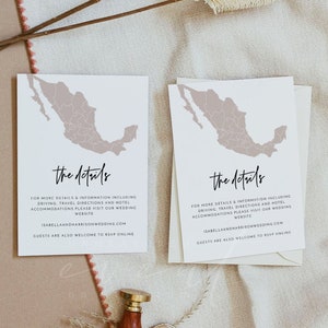 QUINN Mexico Wedding Invitation Template Suite, EDITABLE Mexico Map Wedding Invite Set, Cancun Destination Wedding Travel Themed Tropical