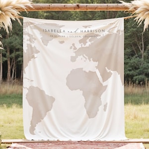 CARMEN Toile de fond pour cérémonie de mariage, tapisserie de mariage, toile de fond pour cérémonie de mariage ou réception, bannière de mariage à destination, carte aquarelle