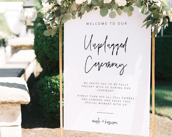 Contemporary Unplugged Ceremony Sign Template, Industrial Wedding Unplugged Sign, No Pictures Wedding Sign Instant Download Simple MARLO