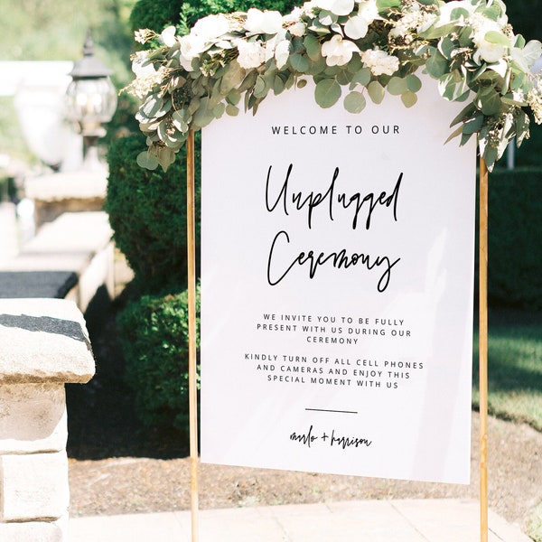 Contemporary Unplugged Ceremony Sign Template, Industrial Wedding Unplugged Sign, No Pictures Wedding Sign Instant Download Simple MARLO