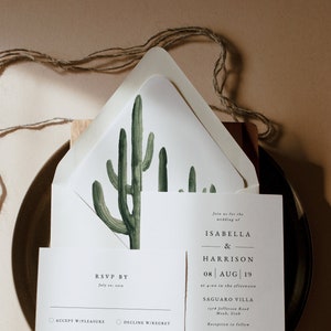 ELEANOR Cactus Wedding Envelope Liner Template and Instant Download, Printable Desert Wedding Envelope Liners, Invitation Envelope Inserts