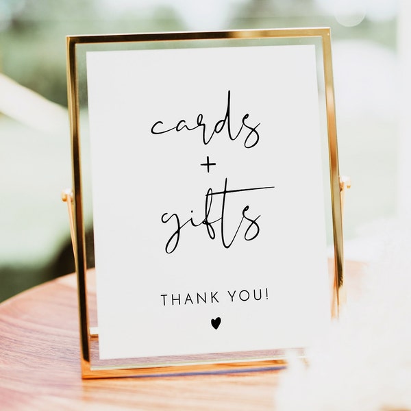 Minimalistisch bord voor kaarten en cadeaus afdrukbaar, modern bord voor bruiloft, bord babyshower, bord vrijgezellenfeest, direct pensioenfeest - ADELA