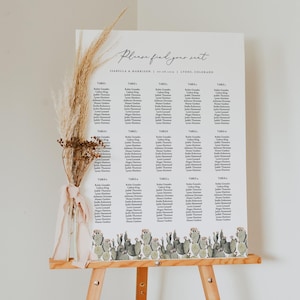 Sitzplan für die Hochzeit, Kaktus Sitzplan zum Ausdrucken, Sitzplan Vorlage, Sitzplan Poster, rustikales Boho Wüsten Sitzplan Poster - NORAH