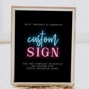 Glow Party Custom Sign Template, Let&#39;s Glow Crazy Custom Sign Printable, Neon Birthday Party Table Top Signs Instant Download Editable LOLA
