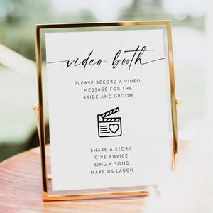 Wedding Video Booth Sign, Video Guestbook Sign Printable, Modern Wedding Sign, Minimalist Wedding Video Sign, Bohemian Wedding DIY - BLAIR