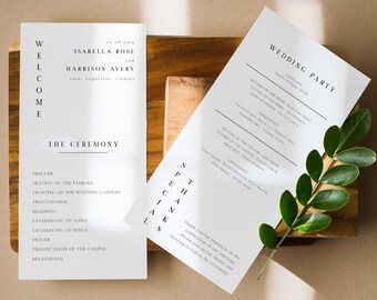 Modello di programma di matrimonio moderno HARPER, programma di matrimonio minimalista, download immediato del programma di matrimonio, programma di matrimonio lungo, programma Templett