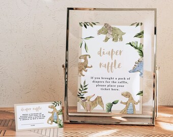 SPIKE Dinosaur Baby Shower Diaper Raffle Game, Diaper Raffle Ticket Template, T-Rex Baby Shower Diaper Game Printable, Boy Jungle Themed DIY