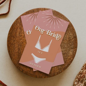 Lingerie Card Template, Retro Bride's Measurement Card Insert, 70's Bachelorette Insert, Groovy Brides Sizes Card DIY Hippie Pink TRIXIE