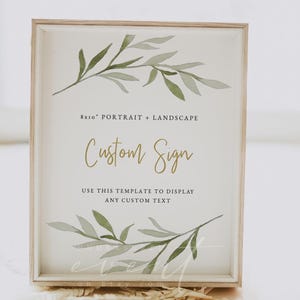 Greenery Wedding Sign Template, Greenery and Gold 8x10 Wedding Sign, Editable Wedding Signs, Baby Shower Signs, Bridal Shower Signs - ESME