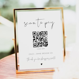 Minimalist QR Code Sign Template, Scan to Pay Sign, Modern Small Business Payment Sign, CashApp Payment Sign, Paypal Payment Sign DIY ADELLA