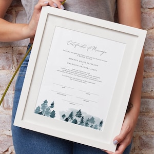 Kiefer Baum Heiratsurkunde, Berg Hochzeit Heiratsurkunde, Waldhochzeit Handfasting Urkunde, Sofort DIY - REIHER