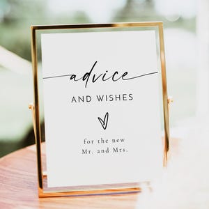 Modello di cartello con consigli e desideri, cartello minimalista con consigli per sposi novelli stampabile, cartello di congedo per matrimonio boho, cartello con consigli per addio al nubilato BLAIR