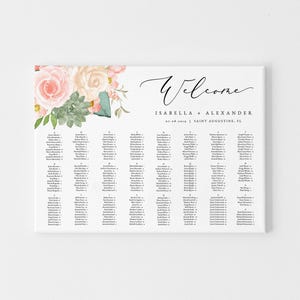Blozen bloemen succulent alfabetisch zitplaatsen grafieksjabloon, zitplaatsen grafiek bruiloft, alfabetische volgorde, woestijn bruiloft zitplaatsen grafiek - FINLEY
