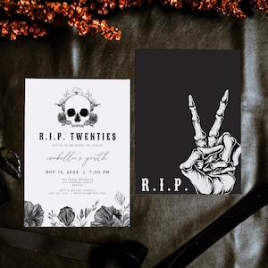 NOVA RIP Twenties Invitation Template, RIP 20's Invitation Printable, Death to Your 20's, Skull Birthday, 30th Birthday Invite Halloween