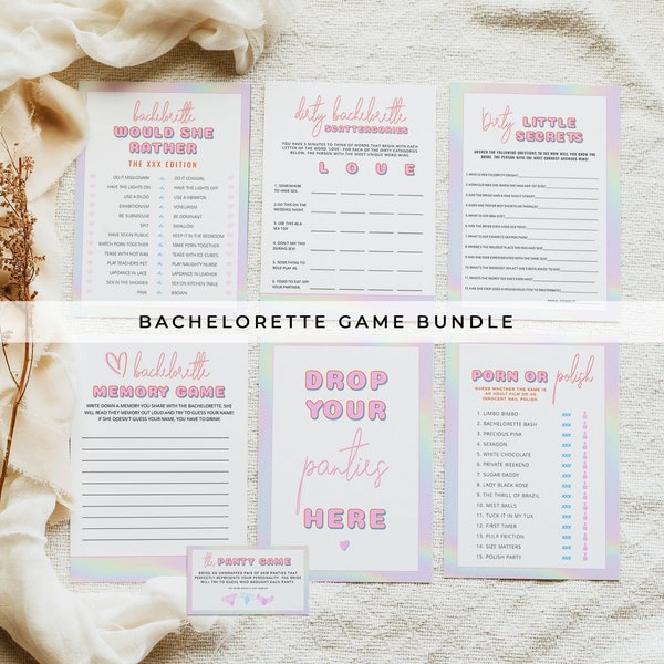 DINA Bachelorette Game Bundle, Space Cowgirl Bachelorette Games, Printable Bachelorette Game Kit, Disco Cowgirl Glitter Holographic Rainbow