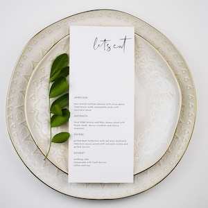 ADELLA Minimalist Wedding Menu Template, Modern Wedding Menu, Simple Wedding Menu, Printable Wedding Menu, Simple Menu Cards