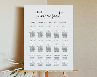 REECE Minimal Seating Chart Template, Modern Seating Chart Printable, Wedding Seating Chart, Simple Table Seating Chart Editable by Table