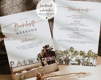 JADE Palm Springs Bachelorette Invitation, Printable Palm Springs Itinerary, Palm Springs Invitation, Bachelorette Weekend Invite Instant