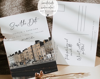 Dublin Save the Date Template, Ireland Save the Date Postcard, Destination Save the Date, Watercolor Ireland Save the Date Card River Liffey