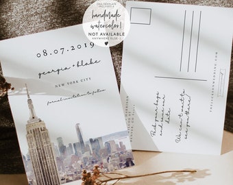 New York City Save the Date Template, NYC Save the Date, New York Wedding Invitation, Printable Save the Date, New York Skyline DIY