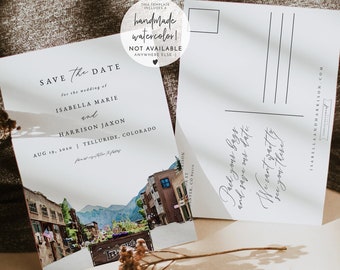 TELLURIDE COLORADO Save the Date Template, Colorado Mountain Save the Date Postcard, Printable Save the Date Editable Templett