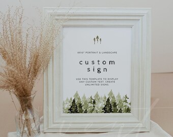 Plantilla de letrero personalizado de pino rústico JENNA de 8x10, letreros de boda de descarga instantánea, letreros de boda imprimibles, letrero de bebida exclusivo, letrero editable