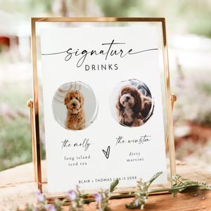 Letrero de bebida con firma para mascotas, letrero de bebida con firma para perros, letrero de bebida con firma fotográfica, letrero de menú de boda moderno, letrero de cóctel de boda boho - BLAIR