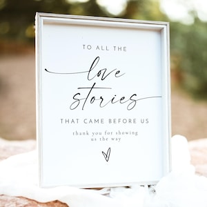 A tutte le storie d'amore che ci hanno preceduto, modello Generazioni d'amore, cartello stampabile, commemorazione del matrimonio modificabile, BLAIR minimalista moderno