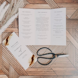 JAYLA Trifold Wedding Program Template, Burnt Orange Wedding Program, Terracotta Wedding Ceremony Program Foldable, Rust Order of Service