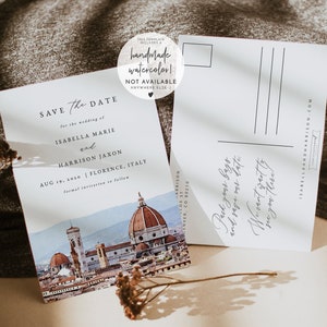 Modèle réservez la date Florence, aquarelle modèle réservez la date Florence, mariage florence, réservez la date, invitation de la ligne d'horizon Florence bricolage