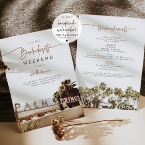 JADE Palm Springs Bachelorette Invitation, Printable Palm Springs Itinerary, Palm Springs Invitation, Bachelorette Weekend Invite Instant