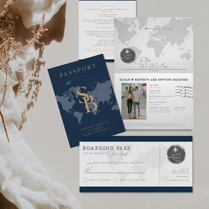 ATLAS Passport Wedding Invitation Template Suite, Travel Themed Wedding Invitation Instant Download, Adventure Abroad Boarding Pass DIY