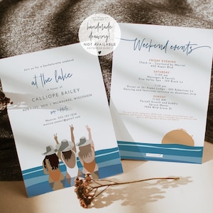 REED Lake Bachelorette Invitation & Itinerary Template Tropical Bachelorette Invite, Pool Bachelorette Invitation, Beach Bachelorette