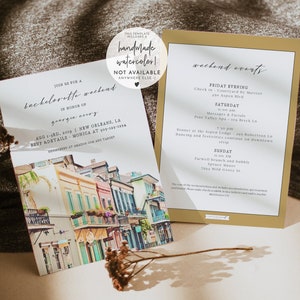 NOLA New Orleans Bachelorette Party Invitation & Itinerary Template, Mardi Gras Bachelorette, Bourbon Street Bachelorette, Printable DIY