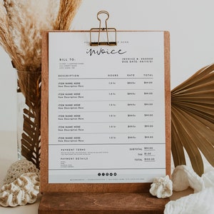 ADELLA Minimalist Invoice Template, Printable Invoice, Order Form, Small Business Form, Modern Invoice Instant DIY EDITABLE, Billing Form