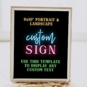 Glow Party Custom Sign Template, Let&#39;s Glow Crazy Custom Sign Printable, Neon Birthday Party Table Top Signs Instant Download Editable LOLA