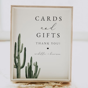 Panneau pour cartes et cadeaux, panneau imprimable, cadeaux de mariage, panneau cadeau bohème cactus du désert, panneau cadeau baby shower, shower de mariage - ELEANOR