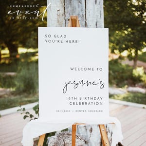 Minimalist Birthday Welcome Sign Printable, Birthday Welcome Template, Modern Minimal Birthday Welcome, Simple Birthday - ADELLA