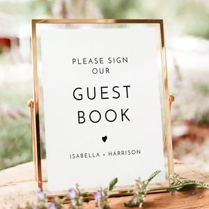 Wedding Guestbook Sign, Modern Minimalist Guest Book Sign, Simple Wedding Signage, Printable Wedding Sign, Instant Download Signs - KENNEDY