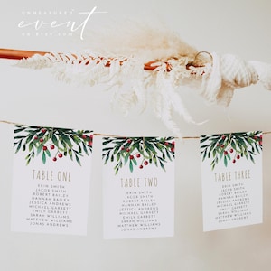 Plantilla para tarjeta de plano de asientos de boda, tarjetas para plano de asientos de boda de invierno, tarjetas para plano de asientos de Navidad, tarjetas para boda instantánea - CAROLLE