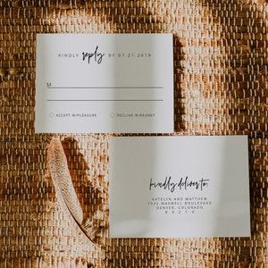 Minimalistische Antwortkartenvorlage, Rsvp Postkarte zum Ausdrucken, Modernes Hochzeits-RSVP, Brautparty-Babyparty-Ruhestandsfeier DIY MARLO
