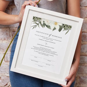 Magnolia Succulent Heiratsurkunde Vorlage, druckbare Heiratsurkunde, Zertifikat-Andenken, Zertifikat bearbeitbare Vorlage - CARA