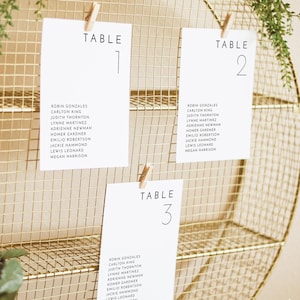 Modèle de carte de table de table de mariage moderne, cartes de table de table de mariage minimaliste, cartes de table de table simple mariage minimal Clean KENNEDY