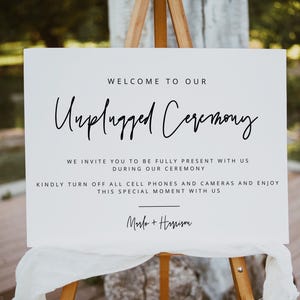 Unplugged Ceremony Sign, Modern Wedding Unplugged Sign, Unplugged Ceremony Template, No Phones Wedding Sign, Minimalist Boho Landscape