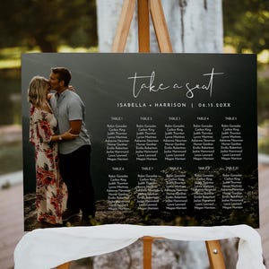 Minimalist Photo Seating Chart Template, Picture Seating Chart, Modern Seating Chart Board, Simple Seating Chart - ADELLA