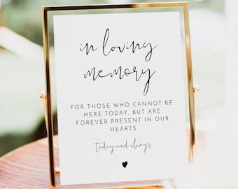 Minimalist In Loving Memory Sign, Printable In Loving Memory Sign for Wedding, Memorial Sign, In Memory Sign Modern EDITABLE DIY ADELLA